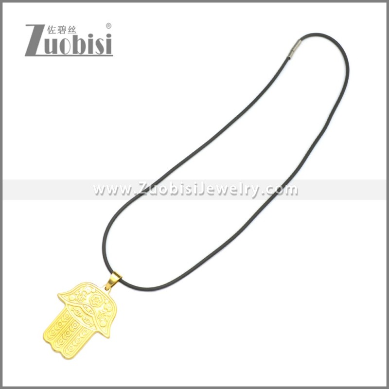Rubber Necklace W Stainless Steel Clasp n003176HG2