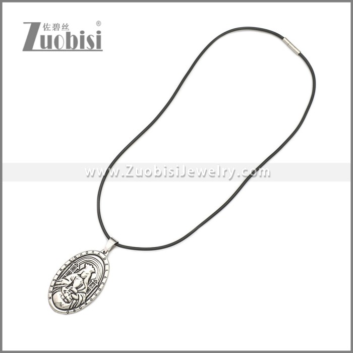 Rubber Necklace W Stainless Steel Clasp n003174HS2