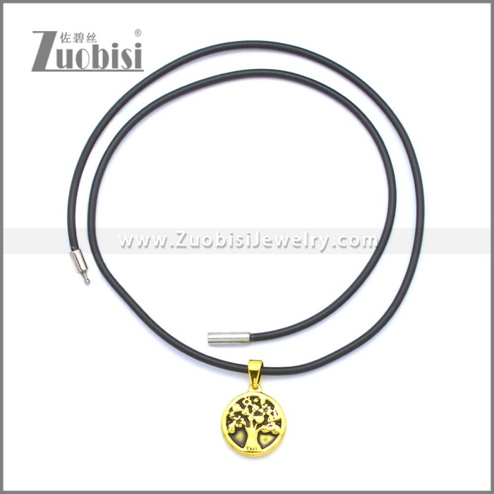 Rubber Necklace W Stainless Steel Clasp n003186HG