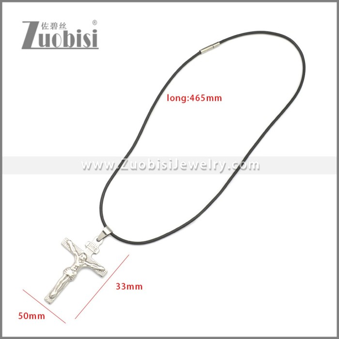 Rubber Necklace W Stainless Steel Clasp n003181HS