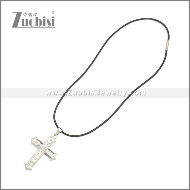 Rubber Necklace W Stainless Steel Clasp n003179HS2