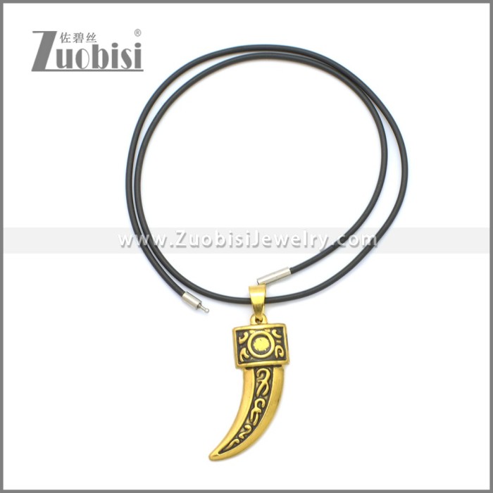 Rubber Necklace W Stainless Steel Clasp n003175HG1