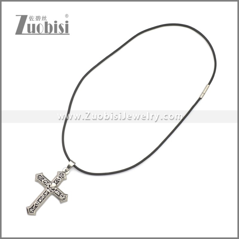 Rubber Necklace W Stainless Steel Clasp n003179HS1