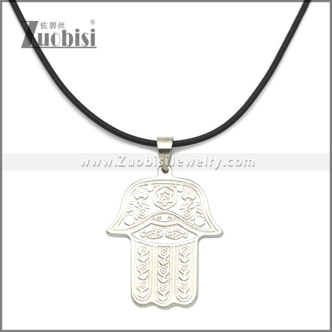 Rubber Necklace W Stainless Steel Clasp n003176HS1