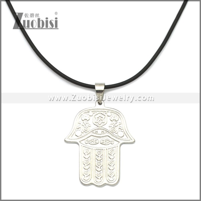 Rubber Necklace W Stainless Steel Clasp n003176HS1