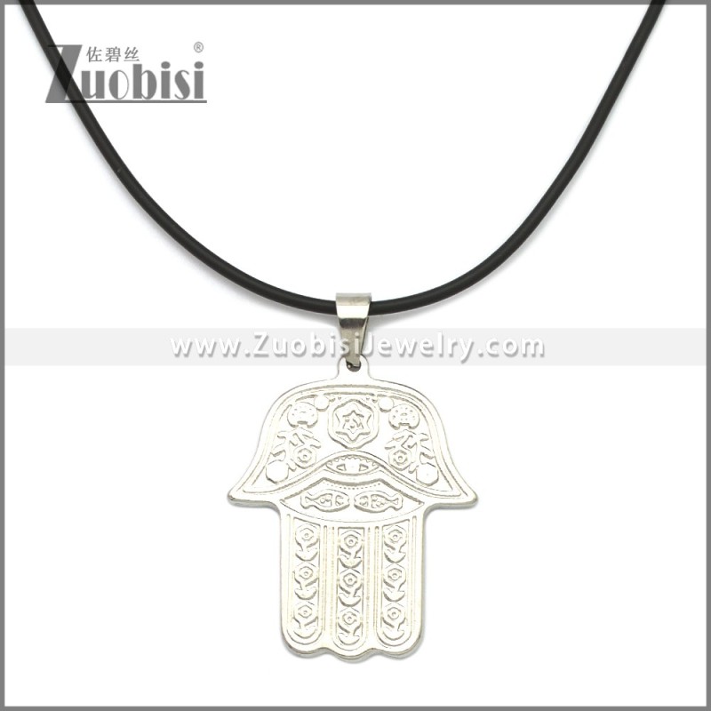 Rubber Necklace W Stainless Steel Clasp n003176HS1