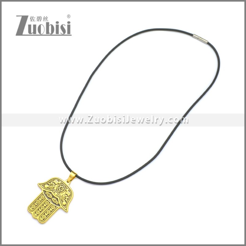 Rubber Necklace W Stainless Steel Clasp n003176HG1
