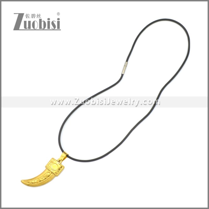 Rubber Necklace W Stainless Steel Clasp n003175HG2