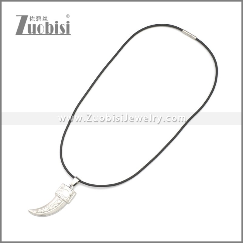Rubber Necklace W Stainless Steel Clasp n003175HS2
