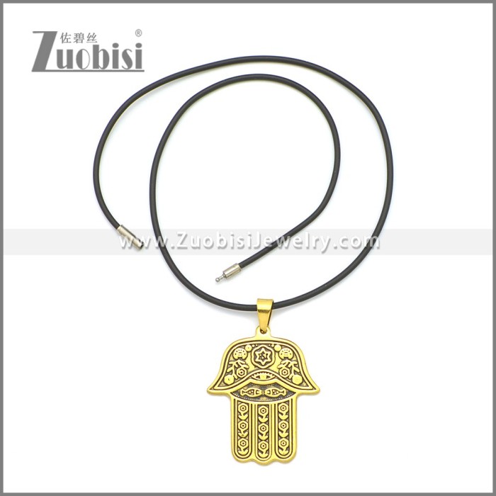 Rubber Necklace W Stainless Steel Clasp n003176HG1