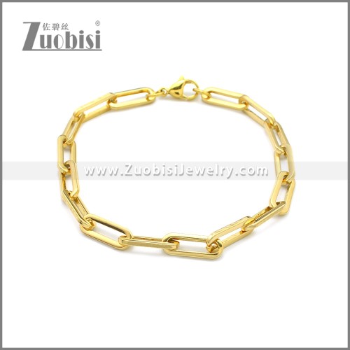 24K Gold Plated Stainless Steel Paperclip Link Chain Bracelet b009994G