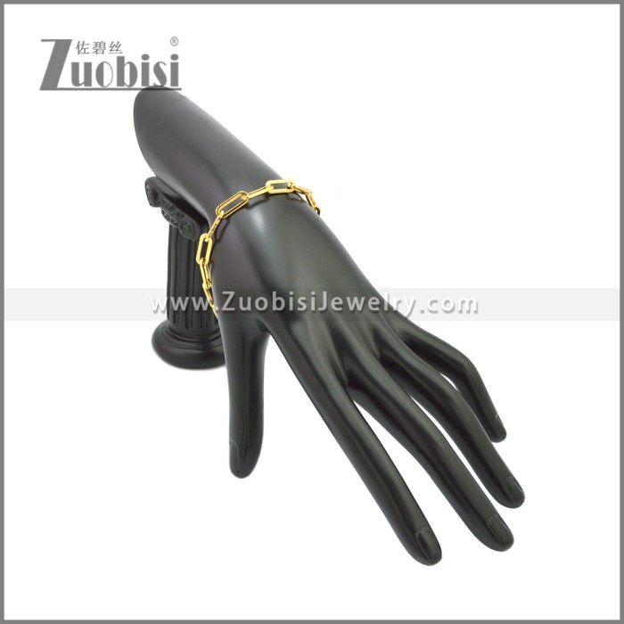 24K Gold Plated Stainless Steel Paperclip Link Chain Bracelet b009994G
