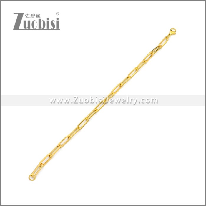 24K Gold Plated Stainless Steel Paperclip Link Chain Bracelet b009994G