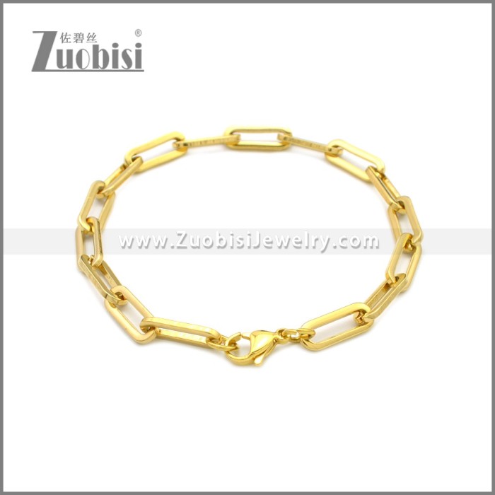 24K Gold Plated Stainless Steel Paperclip Link Chain Bracelet b009994G