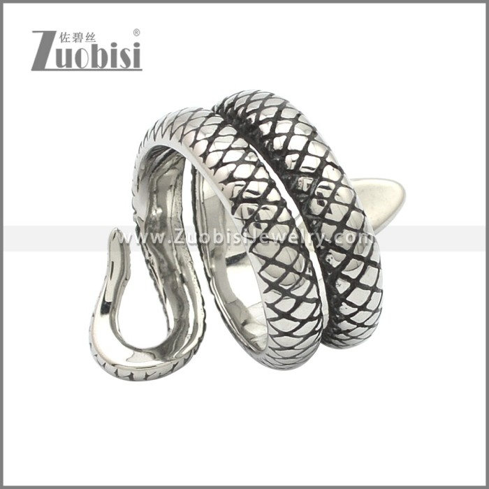 Vintage Stainless Steel Snake Stye Cocktail Party Statement Ring for Unisex r008762SA