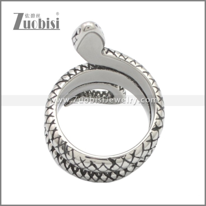 Vintage Stainless Steel Snake Stye Cocktail Party Statement Ring for Unisex r008762SA