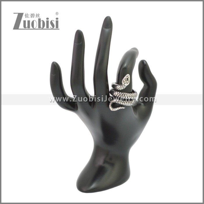 Vintage Stainless Steel Snake Stye Cocktail Party Statement Ring for Unisex r008762SA