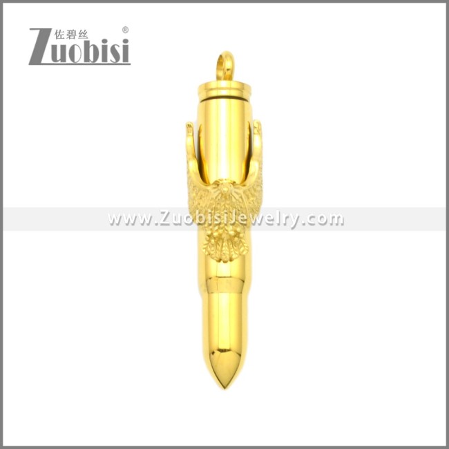Golden Plating Stainless Steel Eagle Bullet Pendant p010930G
