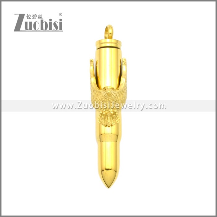 Golden Plating Stainless Steel Eagle Bullet Pendant p010930G