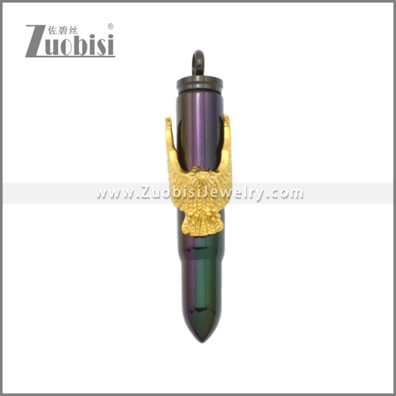 Black Bullet and Golden Eagle Stainless Steel Pendant p010930HG