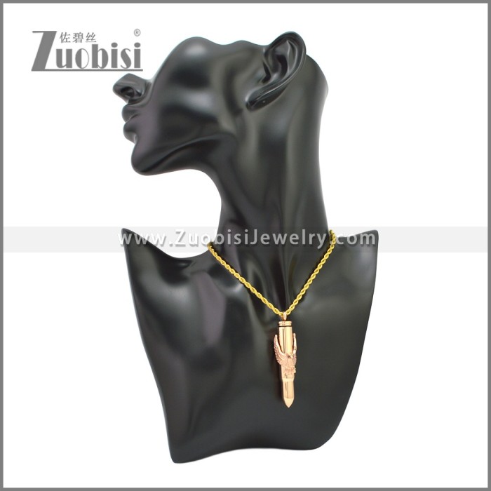Rose Gold Stainless Steel Bullet Eagle Pendant p010930R