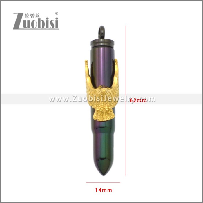 Black Bullet and Golden Eagle Stainless Steel Pendant p010930HG