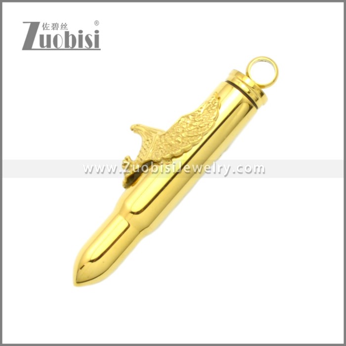 Golden Plating Stainless Steel Eagle Bullet Pendant p010930G