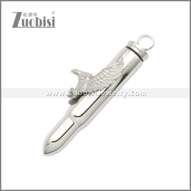 Unscrewed Silver Tone Stainless Steel Eagle Bullet Pendant p010930S