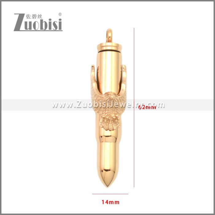 Rose Gold Stainless Steel Bullet Eagle Pendant p010930R