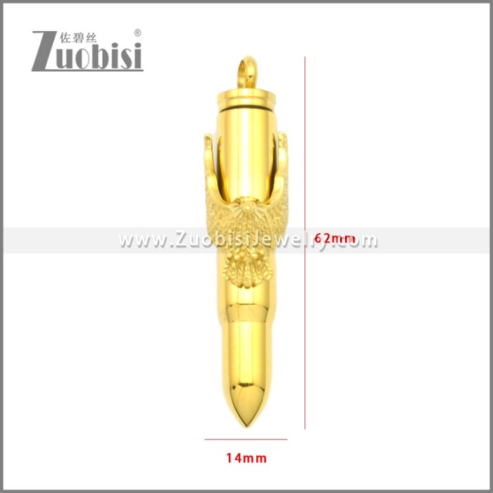 Golden Plating Stainless Steel Eagle Bullet Pendant p010930G