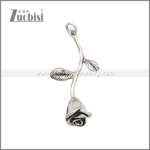 Stainless Steel Rose Flower Statement Pendant p010981S