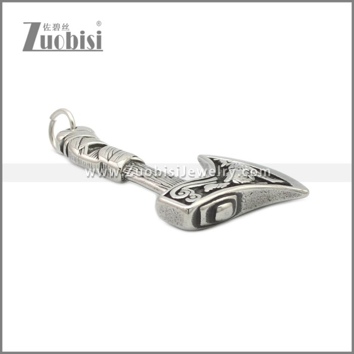 Stainless Steel Wolf Viking Axe Pendant p011008SA