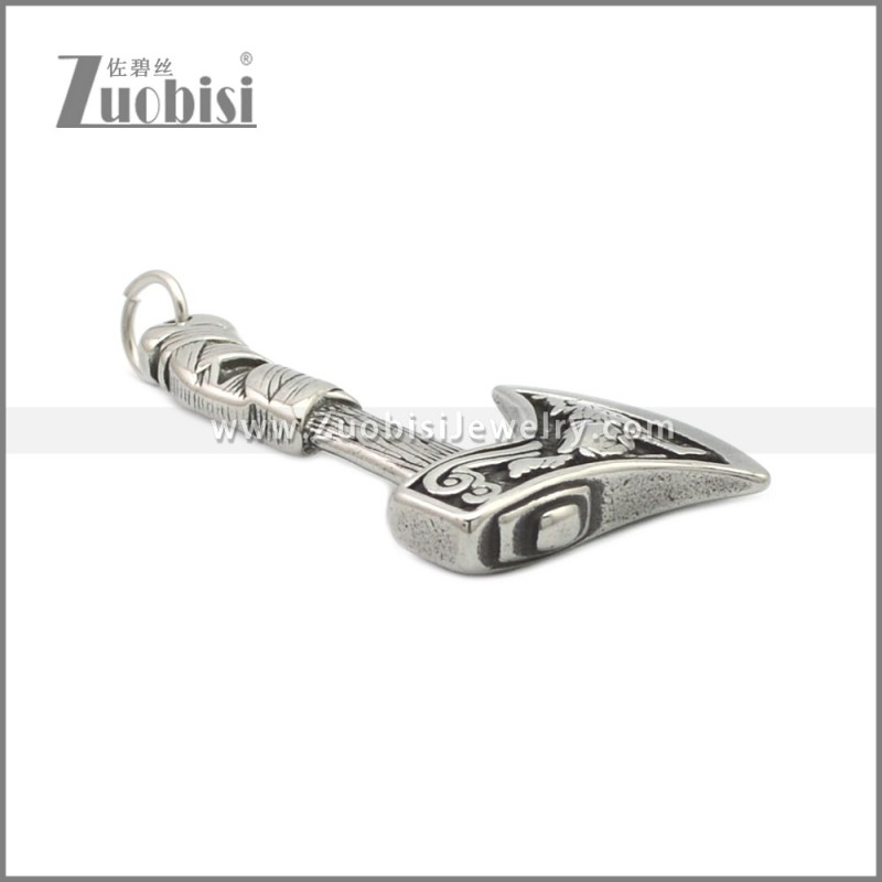 Stainless Steel Wolf Viking Axe Pendant p011008SA