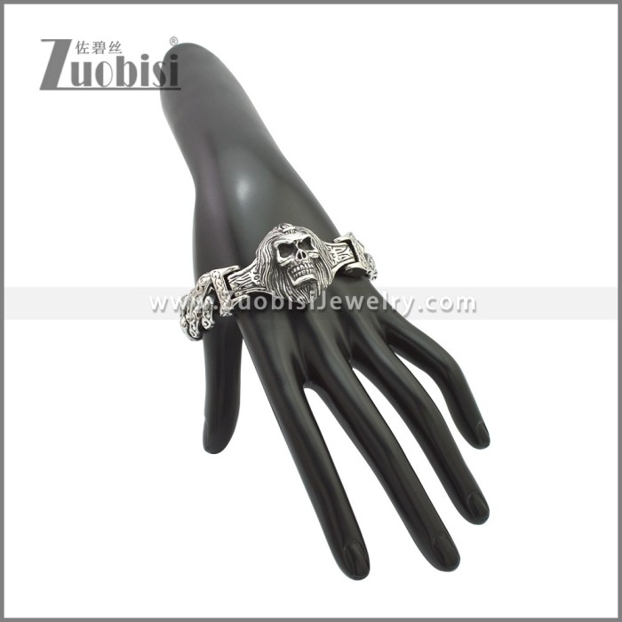 Mens Skull Bracelets Stainless Steel b010094S