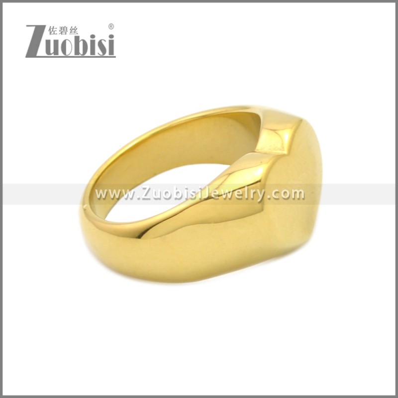 18K Gold Blank Heart Shape Stainless Steel Signet Ring for Ladies r008801G