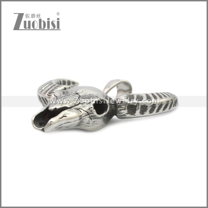 Stainless Steel Buffalo Skull Pendant p011071SA
