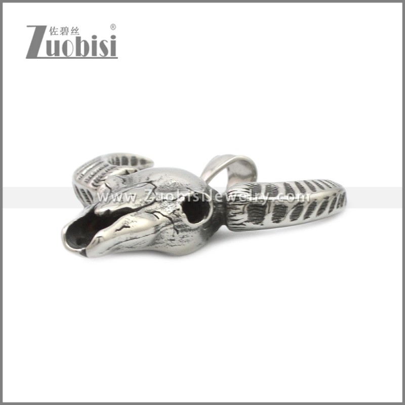 Stainless Steel Buffalo Skull Pendant p011071SA
