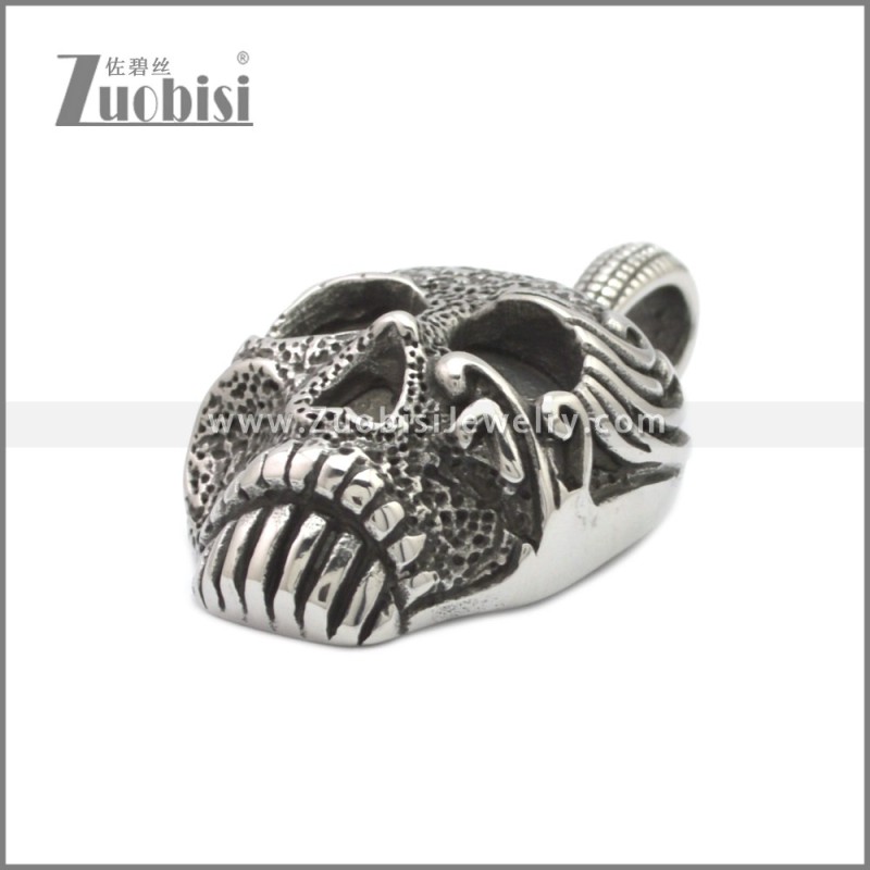 Stainless Steel Flower Skull Pendant p011052SA