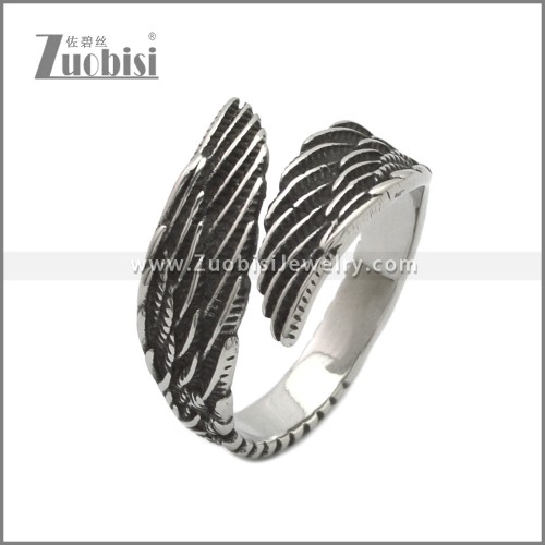 Stainless Steel Angel Wing Ring r008892SH