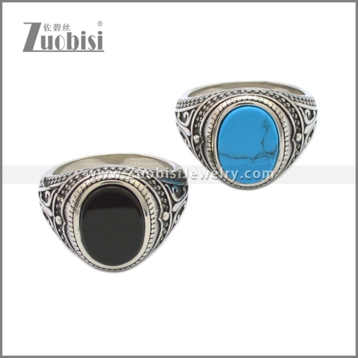 Stainless Steel Turquoise Stone Ring r008905SHB