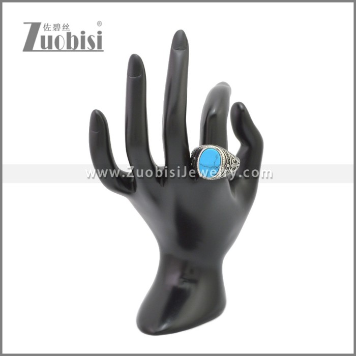 Stainless Steel Turquoise Stone Ring r008905SHB