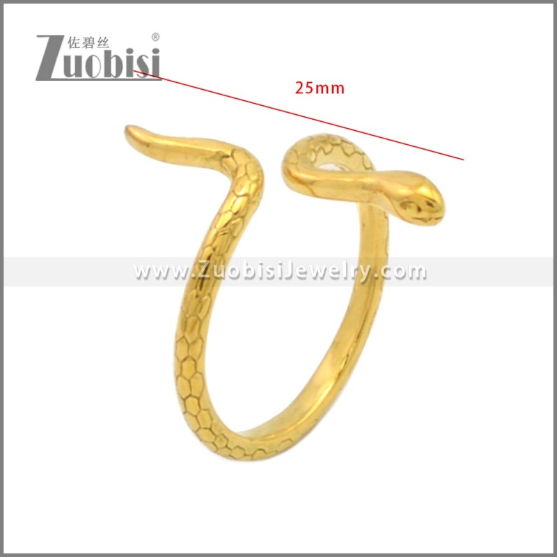Gold Plating Stainless Steel Snake Ring r008911G