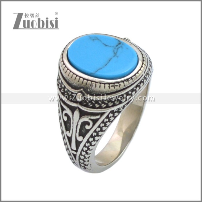 Stainless Steel Turquoise Stone Ring r008905SHB