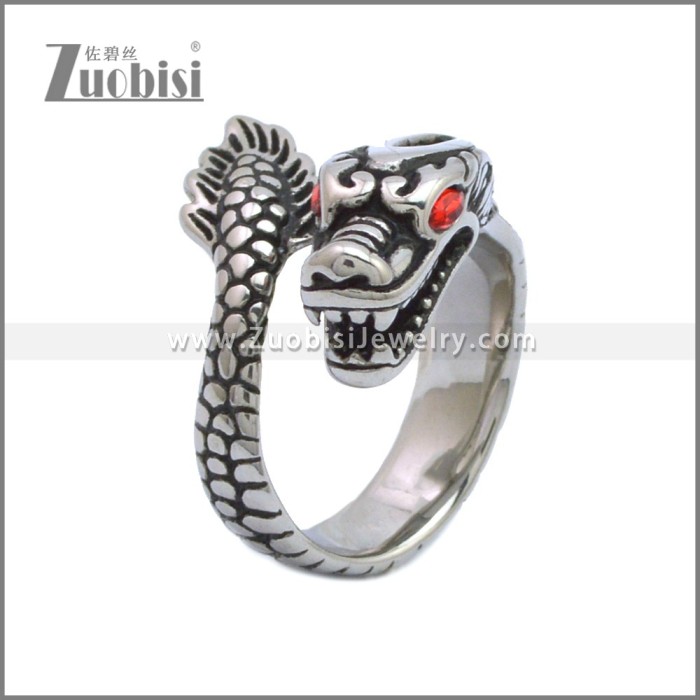 Retro Silver Stainless Steel Dragon Ring Adjustable r008918SH