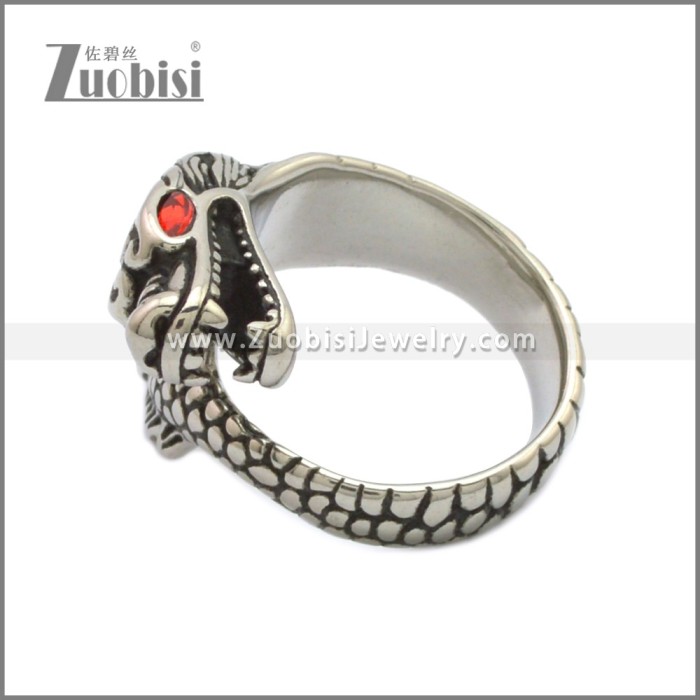 Retro Silver Stainless Steel Dragon Ring Adjustable r008918SH