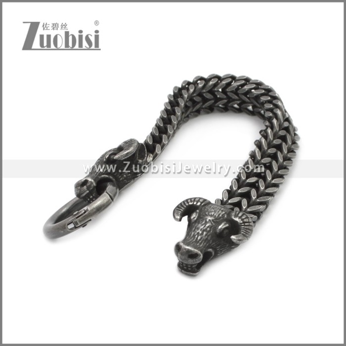 Antique Stainless Steel OX Bracelet b010132A