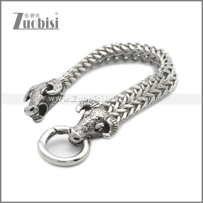Silver Stainless Steel OX Bracelet b010132S