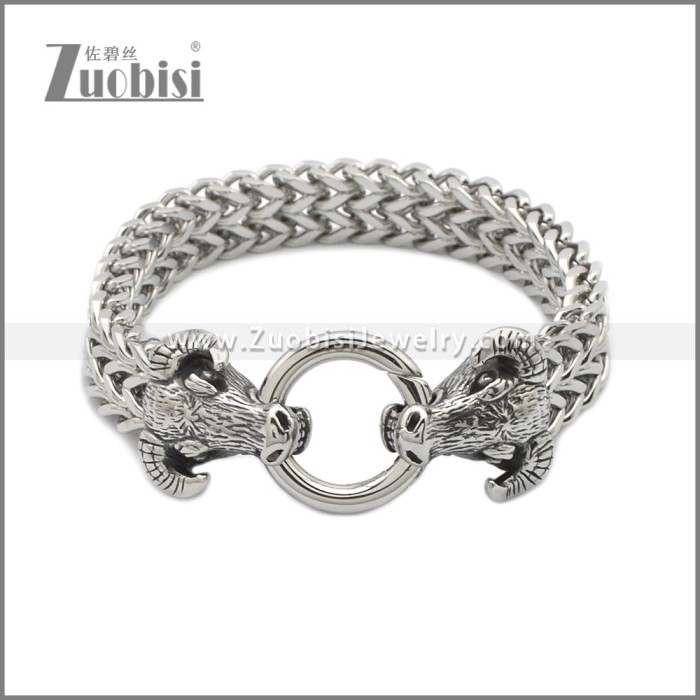 Silver Stainless Steel OX Bracelet b010132S
