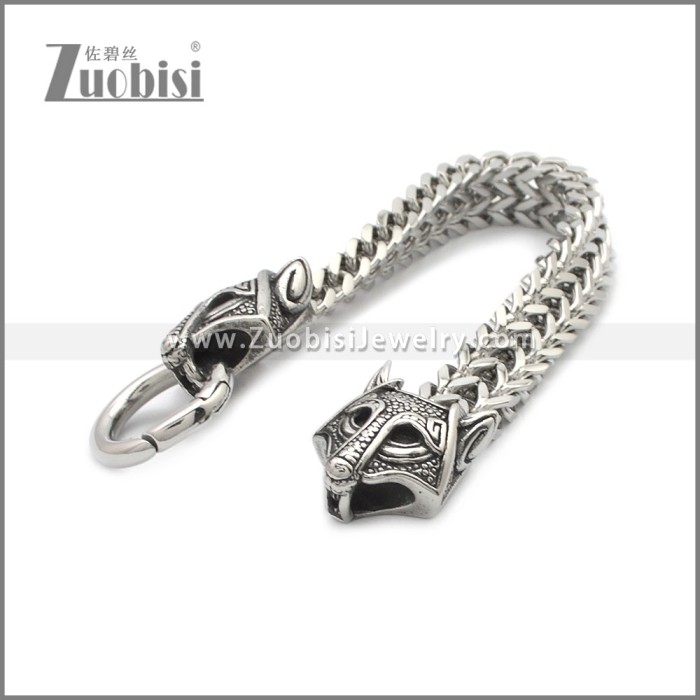 Stainless Steel Wolf Viking Bracelet b010136S