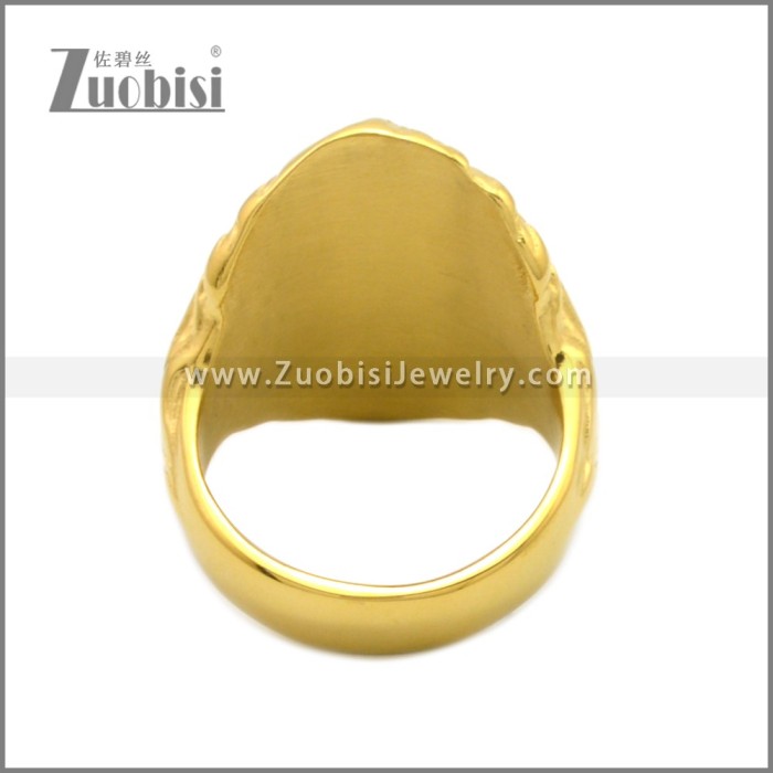 Golden Stainless Steel Lion Head Ring r008967G